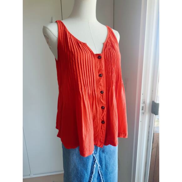 Mauve Womens Tank Top Orange Size 4 Boho Summer Bright Flowy Boho Vibes - Picture 1 of 8